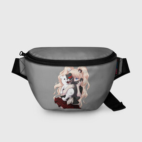 Поясная сумка 3D с принтом MONOKUMA  JUNKO в городе Новоалтайск, 100% полиэстер | плотная ткань, ремень с регулируемой длиной, внутри несколько карманов для мелочей, основное отделение и карман с обратной стороны сумки застегиваются на молнию | anime | danganronpa | enoshima | junko | monokuma | аниме | джунко | игра | манга | медведь | монокума | робот медведь | эношима