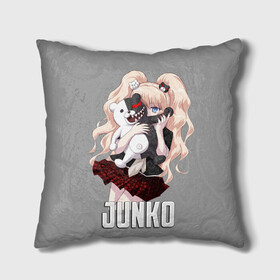 Подушка 3D с принтом MONOKUMA  JUNKO в городе Новоалтайск, наволочка – 100% полиэстер, наполнитель – холлофайбер (легкий наполнитель, не вызывает аллергию). | состоит из подушки и наволочки. Наволочка на молнии, легко снимается для стирки | anime | danganronpa | enoshima | junko | monokuma | аниме | джунко | игра | манга | медведь | монокума | робот медведь | эношима