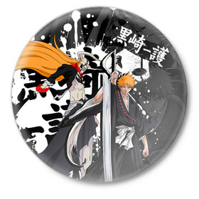 Значок с принтом Bleach в городе Новоалтайск,  металл | круглая форма, металлическая застежка в виде булавки | bleach | hollow | ichigo | аниме | блич | ичиго куросаки | манга | маска | пустой
