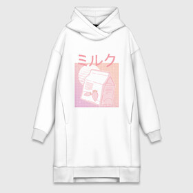 Платье-худи хлопок с принтом Vaporwave Strawberry Milk в городе Новоалтайск,  |  | aesthetics | anime | japan | japanese | kawaii | manga | otaku | retro | retrowave | sunset | vintage | винтаж | закат | кандзи | клубника | клубничное молоко | надпись | паровая волна | ретро | ретровейв | солнце | япония | японские иерогли