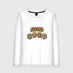 Женский лонгслив хлопок с принтом Ninja Pizzas в городе Новоалтайск, 100% хлопок |  | donatello | leonardo | michelangelo | ninja | pizza | raphael | turtles | донателло | животные | карате | комикс | комиксы | леонардо | микеланджело | мультфильм | мутант | мутанты | ниндзя | пицца | рафаэль | сплинтер | супергерой