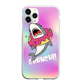 Чехол для iPhone 11 Pro матовый с принтом Акула с пончиком Сrunch в городе Новоалтайск, Силикон |  | акула | глазурь | градиент | десерт | зубы | пончик | укус