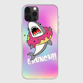 Чехол для iPhone 12 Pro Max с принтом Акула с пончиком Сrunch в городе Новоалтайск, Силикон |  | акула | глазурь | градиент | десерт | зубы | пончик | укус