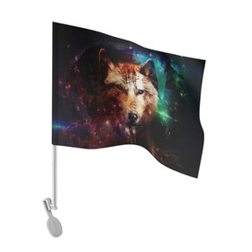 Флаг для автомобиля с принтом WOLF в городе Новоалтайск, 100% полиэстер | Размер: 30*21 см | wolf | абстракция | волк | хищник