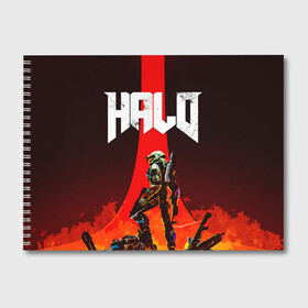 Альбом для рисования с принтом HALO x DOOM в городе Новоалтайск, 100% бумага
 | матовая бумага, плотность 200 мг. | Тематика изображения на принте: doom | game | games | halo | heilo | master chif | spartan | дум | игра | игры | ковенант | ковенанты | мастер чиф | спартанец | хало | хейло | хэйло