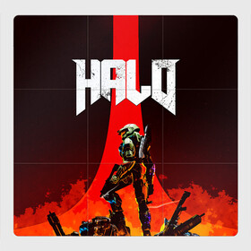 Магнитный плакат 3Х3 с принтом HALO x DOOM в городе Новоалтайск, Полимерный материал с магнитным слоем | 9 деталей размером 9*9 см | Тематика изображения на принте: doom | game | games | halo | heilo | master chif | spartan | дум | игра | игры | ковенант | ковенанты | мастер чиф | спартанец | хало | хейло | хэйло