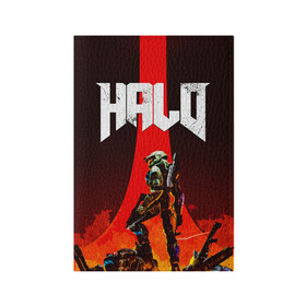 Обложка для паспорта матовая кожа с принтом HALO x DOOM в городе Новоалтайск, натуральная матовая кожа | размер 19,3 х 13,7 см; прозрачные пластиковые крепления | Тематика изображения на принте: doom | game | games | halo | heilo | master chif | spartan | дум | игра | игры | ковенант | ковенанты | мастер чиф | спартанец | хало | хейло | хэйло