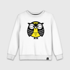 Детский свитшот хлопок с принтом Совушка в очках в городе Новоалтайск, 100% хлопок | круглый вырез горловины, эластичные манжеты, пояс и воротник | Тематика изображения на принте: owl | owls | сова | совушка | совы | филин | фраза | юмор