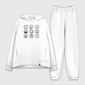 Женский костюм хлопок Oversize с принтом настроение в городе Новоалтайск,  |  | cheerful | emoji | emotions | joyful | mood | sad | smiley | веселый | грустный | настроение | радостный | смайлик | эмоции