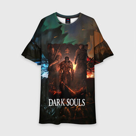 Детское платье 3D с принтом DARKSOULS ТЕМНЫЕ ДУШИ в городе Новоалтайск, 100% полиэстер | прямой силуэт, чуть расширенный к низу. Круглая горловина, на рукавах — воланы | dark souls | darksouls | tegunvte | темные души