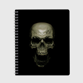 Тетрадь с принтом SKULL в городе Новоалтайск, 100% бумага | 48 листов, плотность листов — 60 г/м2, плотность картонной обложки — 250 г/м2. Листы скреплены сбоку удобной пружинной спиралью. Уголки страниц и обложки скругленные. Цвет линий — светло-серый
 | black | skull | subculture | рок | череп | черное