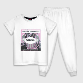 Детская пижама хлопок с принтом Vaporwave White Noise в городе Новоалтайск, 100% хлопок |  брюки и футболка прямого кроя, без карманов, на брюках мягкая резинка на поясе и по низу штанин
 | 3d | 3д | digital dream | experience | japan | japanese | kanji | neon | palms | retrowave | tropical | белый шум | кандзи | неон | пальмы | паровая волна | ретровейв | стулья | тропики | цифровая мечта | экспириенс | япония | японская надпись