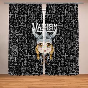 Фотошторы с принтом Valheim Girl в городе Новоалтайск, Блэкаут (светозащита 90%) / Габардин (светозащита 40% | 2 полотна шириной по 145 см; Высота 200-300 см; Крепление: шторная лента (на крючки); | fantasy | mmo | valheim | valve | валхейм | вальхейм | викинги | выживалка | игра | королевская битва | ммо | ролевая игра | фэнтази