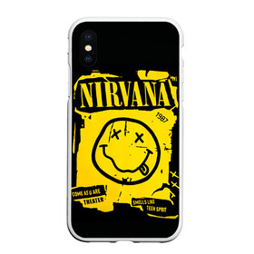 Чехол для iPhone XS Max матовый с принтом Nirvana 1987 в городе Новоалтайск, Силикон | Область печати: задняя сторона чехла, без боковых панелей | album | curt | kobain | logo | music | nevermind | nirvana | rock | smells like | smile | teen spirit | альбом | гитара | курт кобейн | логотип | музыка | невермайнд | нирвана | рок | смайл | стикер