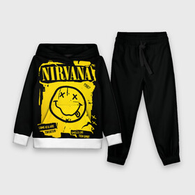 Детский костюм 3D (с толстовкой) с принтом Nirvana 1987 в городе Новоалтайск,  |  | Тематика изображения на принте: album | curt | kobain | logo | music | nevermind | nirvana | rock | smells like | smile | teen spirit | альбом | гитара | курт кобейн | логотип | музыка | невермайнд | нирвана | рок | смайл | стикер