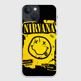 Чехол для iPhone 13 mini с принтом Nirvana 1987 в городе Новоалтайск,  |  | album | curt | kobain | logo | music | nevermind | nirvana | rock | smells like | smile | teen spirit | альбом | гитара | курт кобейн | логотип | музыка | невермайнд | нирвана | рок | смайл | стикер