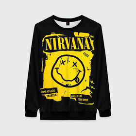Женский свитшот 3D с принтом Nirvana 1987 в городе Новоалтайск, 100% полиэстер с мягким внутренним слоем | круглый вырез горловины, мягкая резинка на манжетах и поясе, свободная посадка по фигуре | album | curt | kobain | logo | music | nevermind | nirvana | rock | smells like | smile | teen spirit | альбом | гитара | курт кобейн | логотип | музыка | невермайнд | нирвана | рок | смайл | стикер