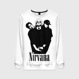 Женский свитшот 3D с принтом Nirvana Группа в городе Новоалтайск, 100% полиэстер с мягким внутренним слоем | круглый вырез горловины, мягкая резинка на манжетах и поясе, свободная посадка по фигуре | album | curt | kobain | music | nevermind | nirvana | rock | smells like | teen spirit | альбом | гитара | курт кобейн | музыка | невермайнд | нирвана | рок