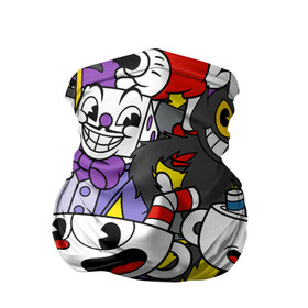 Бандана-труба 3D с принтом Cuphead (главные герои) в городе Новоалтайск, 100% полиэстер, ткань с особыми свойствами — Activecool | плотность 150‒180 г/м2; хорошо тянется, но сохраняет форму | cuphead | devil | king dice | mugman | боссы | главные герои | дьявол | игра | капхед | кинг дайс | магмен | персонажи игры | узор