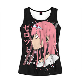 Женская майка 3D с принтом Darling in the Franxx Zero Two в городе Новоалтайск, 100% полиэстер | круглая горловина, прямой силуэт, длина до линии бедра | 02 | anime girl | darling in the franxx | zero two | аниме | дарлинг во франксе | девушка с розовыми волосами | манга | милый во франксе | ноль два | розовые волосы | тян
