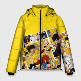 Мужская зимняя куртка 3D с принтом Banana Fish в городе Новоалтайск, верх — 100% полиэстер; подкладка — 100% полиэстер; утеплитель — 100% полиэстер | длина ниже бедра, свободный силуэт Оверсайз. Есть воротник-стойка, отстегивающийся капюшон и ветрозащитная планка. 

Боковые карманы с листочкой на кнопках и внутренний карман на молнии. | banana fish | аниме | банана фиш | банановая рыба | приключение | эш