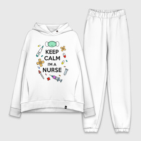 Женский костюм хлопок Oversize с принтом Keep Calm... Медсестра в городе Новоалтайск,  |  | keep calm | nurse | врач | день медработника | день медсестры | медик | медицина | медработник | медсестра | прикол