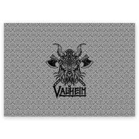 Поздравительная открытка с принтом Valheim Viking dark в городе Новоалтайск, 100% бумага | плотность бумаги 280 г/м2, матовая, на обратной стороне линовка и место для марки
 | fantasy | mmo | valheim | valve | валхейм | вальхейм | викинги | выживалка | игра | королевская битва | ммо | ролевая игра | фэнтази
