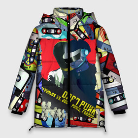 Женская зимняя куртка Oversize с принтом Daft Punk Records в городе Новоалтайск, верх — 100% полиэстер; подкладка — 100% полиэстер; утеплитель — 100% полиэстер | длина ниже бедра, силуэт Оверсайз. Есть воротник-стойка, отстегивающийся капюшон и ветрозащитная планка. 

Боковые карманы с листочкой на кнопках и внутренний карман на молнии | by craig drake | daft punk | madeinkipish | thomas bangalter | дафт панк | маски | тома и ги мануэль