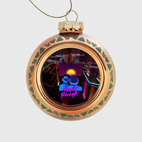 Стеклянный ёлочный шар с принтом Daft Punk Electrix в городе Новоалтайск, Стекло | Диаметр: 80 мм | by craig drake | daft punk | madeinkipish | thomas bangalter | дафт панк | маски | тома и ги мануэль