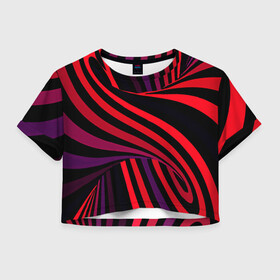 Женская футболка Crop-top 3D с принтом Оптическая иллюзия в городе Новоалтайск, 100% полиэстер | круглая горловина, длина футболки до линии талии, рукава с отворотами | абстракция | геометрия | градиент | иллюзия | линии | спираль | труба