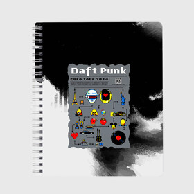Тетрадь с принтом daft punk modern в городе Новоалтайск, 100% бумага | 48 листов, плотность листов — 60 г/м2, плотность картонной обложки — 250 г/м2. Листы скреплены сбоку удобной пружинной спиралью. Уголки страниц и обложки скругленные. Цвет линий — светло-серый
 | by craig drake | daft punk | madeinkipish | thomas bangalter | дафт панк | маски | тома и ги мануэль