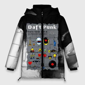 Женская зимняя куртка Oversize с принтом daft punk modern в городе Новоалтайск, верх — 100% полиэстер; подкладка — 100% полиэстер; утеплитель — 100% полиэстер | длина ниже бедра, силуэт Оверсайз. Есть воротник-стойка, отстегивающийся капюшон и ветрозащитная планка. 

Боковые карманы с листочкой на кнопках и внутренний карман на молнии | by craig drake | daft punk | madeinkipish | thomas bangalter | дафт панк | маски | тома и ги мануэль