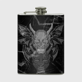 Фляга с принтом The devil is inside в городе Новоалтайск, металлический корпус | емкость 0,22 л, размер 125 х 94 мм. Виниловая наклейка запечатывается полностью | evil | демон | дьявол | зло | клыки | крылья | монстр | рога | страшный | хоррор