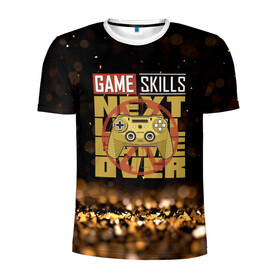 Мужская футболка 3D спортивная с принтом Next game over game skills в городе Новоалтайск, 100% полиэстер с улучшенными характеристиками | приталенный силуэт, круглая горловина, широкие плечи, сужается к линии бедра | Тематика изображения на принте: game | gamer | japan | джойстик | игрок | управление
