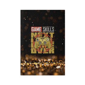 Обложка для паспорта матовая кожа с принтом Next game over game skills в городе Новоалтайск, натуральная матовая кожа | размер 19,3 х 13,7 см; прозрачные пластиковые крепления | Тематика изображения на принте: game | gamer | japan | джойстик | игрок | управление