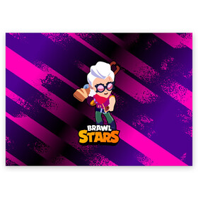 Поздравительная открытка с принтом Белль Belle Brawl Stars в городе Новоалтайск, 100% бумага | плотность бумаги 280 г/м2, матовая, на обратной стороне линовка и место для марки
 | Тематика изображения на принте: bele | belle | brawl | brawl stars | brawlstars | brawl_stars | squeak | белле | белль | бель | бравл | бравлстарс | писк | сквик