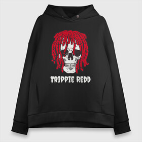 Женское худи Oversize хлопок с принтом TRIPPIE REDD в городе Новоалтайск, френч-терри — 70% хлопок, 30% полиэстер. Мягкий теплый начес внутри —100% хлопок | боковые карманы, эластичные манжеты и нижняя кромка, капюшон на магнитной кнопке | 1400 | big | rap | red | redd | trippie | ред | редд | рэд | рэдд | триппи