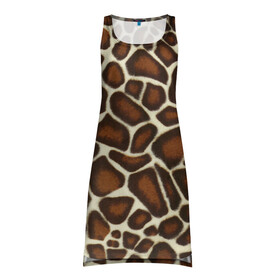 Платье-майка 3D Жираф: в городе Новоалтайск, 100% полиэстер | полуприлегающий силуэт, широкие бретели, круглый вырез горловины, удлиненный подол сзади. | giraffe | животное | жираф | пятна | текстура