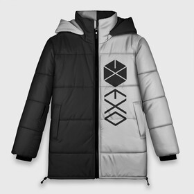Женская зимняя куртка Oversize с принтом EXO в городе Новоалтайск, верх — 100% полиэстер; подкладка — 100% полиэстер; утеплитель — 100% полиэстер | длина ниже бедра, силуэт Оверсайз. Есть воротник-стойка, отстегивающийся капюшон и ветрозащитная планка. 

Боковые карманы с листочкой на кнопках и внутренний карман на молнии | exo | exo лого | геометрия | логотип | минимализм | надпись