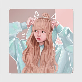 Магнит виниловый Квадрат с принтом Лиса Манобан (BLACKPINK) в городе Новоалтайск, полимерный материал с магнитным слоем | размер 9*9 см, закругленные углы | blackpink | девушка | знаменитость | лиса манобан | певица | рисунок