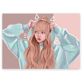 Поздравительная открытка с принтом Лиса Манобан (BLACKPINK) в городе Новоалтайск, 100% бумага | плотность бумаги 280 г/м2, матовая, на обратной стороне линовка и место для марки
 | Тематика изображения на принте: blackpink | девушка | знаменитость | лиса манобан | певица | рисунок