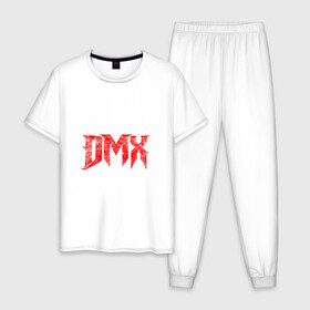 Мужская пижама хлопок с принтом Рэпер DMX | логотип logo в городе Новоалтайск, 100% хлопок | брюки и футболка прямого кроя, без карманов, на брюках мягкая резинка на поясе и по низу штанин
 | Тематика изображения на принте: dmx | hip | hip hop | hop | music | rap | бультерьер | бурбуль | дмикс | дог | питбули | питбуль | реп | ротвейлер | рэп | собаки | хип хоп | черно белая фотография
