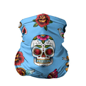 Бандана-труба 3D с принтом Old school tattoo_1 в городе Новоалтайск, 100% полиэстер, ткань с особыми свойствами — Activecool | плотность 150‒180 г/м2; хорошо тянется, но сохраняет форму | love | old school | tattoo | бабочка | замок | кинжал | крылья | любовь | море | моряк | нож | орнамент | птица | розы | романтика | сердце | синяя птица | цветы | череп | якорь