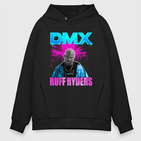 Мужское худи Oversize хлопок с принтом DMX NEON | ЛЕГЕНДА РЭПА в городе Новоалтайск, френч-терри — 70% хлопок, 30% полиэстер. Мягкий теплый начес внутри —100% хлопок | боковые карманы, эластичные манжеты и нижняя кромка, капюшон на магнитной кнопке | dirty denim | dmx | neon | rap | ruff ryders | неон | рэп | эрл симмонс