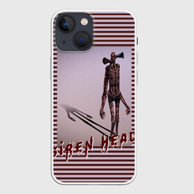 Чехол для iPhone 13 mini с принтом Сиреноголовый Полосатый в городе Новоалтайск,  |  | forest | games | siren head | голова | детям | игры | лес | надпись | полосатый | сирена | сиреноголовый | текст | ужастик | хоррор