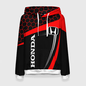 Женская толстовка 3D с принтом HONDA / ХОНДА / SPORT в городе Новоалтайск, 100% полиэстер  | двухслойный капюшон со шнурком для регулировки, мягкие манжеты на рукавах и по низу толстовки, спереди карман-кенгуру с мягким внутренним слоем. | accord | car | civic | honda | sport | sportcar | авто | автомобиль | аккорд | линии. | спорт | спорткар | тачка | хонда | цивик