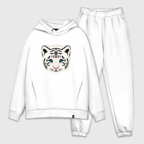 Мужской костюм хлопок OVERSIZE с принтом Белый тигренок в городе Новоалтайск,  |  | tiger | восточный тигр | год тигра | голова | кошка | тигр | тигренок | хищник