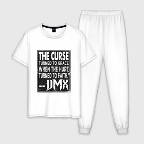 Мужская пижама хлопок с принтом DMX - The Curse в городе Новоалтайск, 100% хлопок | брюки и футболка прямого кроя, без карманов, на брюках мягкая резинка на поясе и по низу штанин
 | dmx | dog | earl simmons | hip hop | music | new york | rap | rapper | rip | ruff ryders | диэмикс | музыка | нью йорк | пёс | рэп | рэпер | хипхоп | эрл симмонс