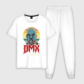 Мужская пижама хлопок с принтом DMX - Forever Scream в городе Новоалтайск, 100% хлопок | брюки и футболка прямого кроя, без карманов, на брюках мягкая резинка на поясе и по низу штанин
 | dmx | dog | earl simmons | hip hop | music | new york | rap | rapper | rip | ruff ryders | диэмикс | музыка | нью йорк | пёс | рэп | рэпер | хипхоп | эрл симмонс