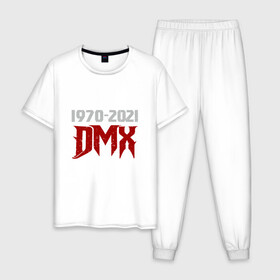 Мужская пижама хлопок с принтом DMX Life в городе Новоалтайск, 100% хлопок | брюки и футболка прямого кроя, без карманов, на брюках мягкая резинка на поясе и по низу штанин
 | dmx | dog | earl simmons | hip hop | music | new york | rap | rapper | rip | ruff ryders | диэмикс | музыка | нью йорк | пёс | рэп | рэпер | хипхоп | эрл симмонс